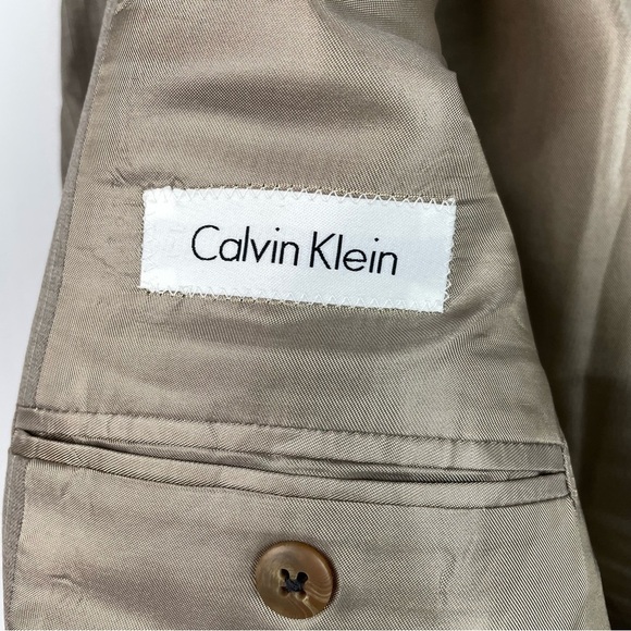 Calvin Klein Wool Tan Blazer Striped - Picture 7 of 11